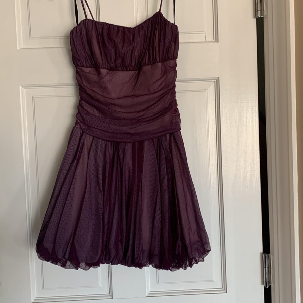 Burgundy Sheer Over Pink Special Occasion Dress, Junior L - Picture 2 of 8